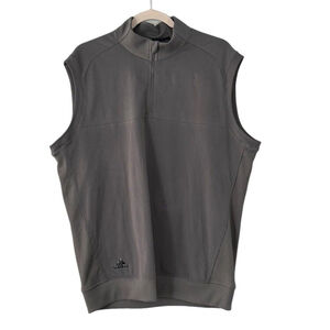 Adidas Golf Vest Mens Medium Gray 1/4‎ Zip Performance Stretch Ribbed Sides